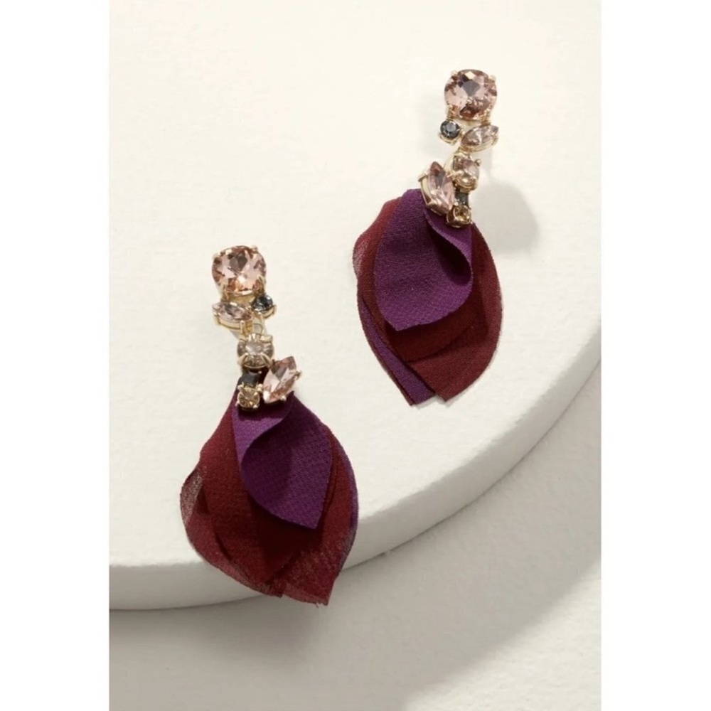 Stella & Dot Carmen Statement Earrings Crystal and Chiffon